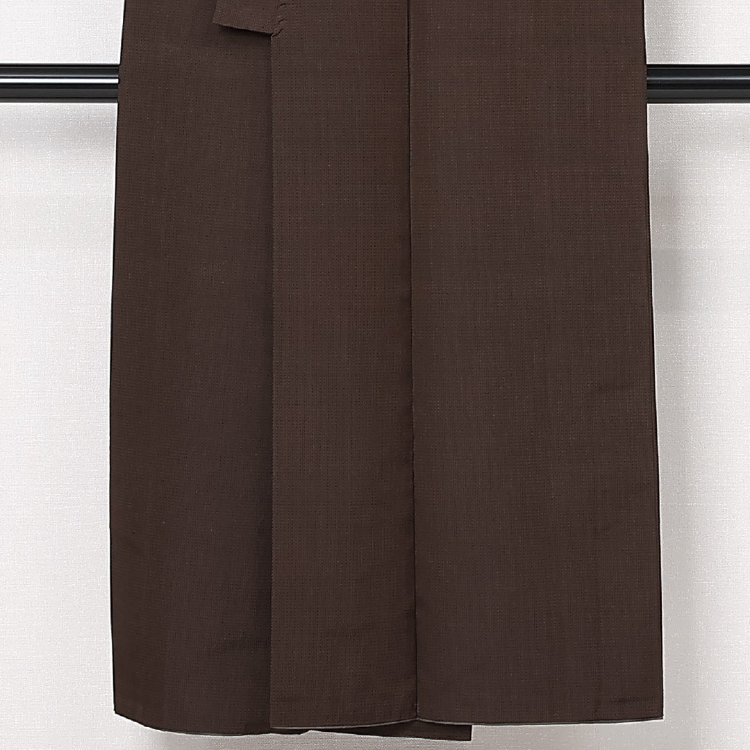 男着物 (本塩沢) 袷 身丈138cm 裄丈64cm 正絹 Aランク カジュアル 棒衿 Sサイズ お召 格子絣 茶系 RP 1224-13100