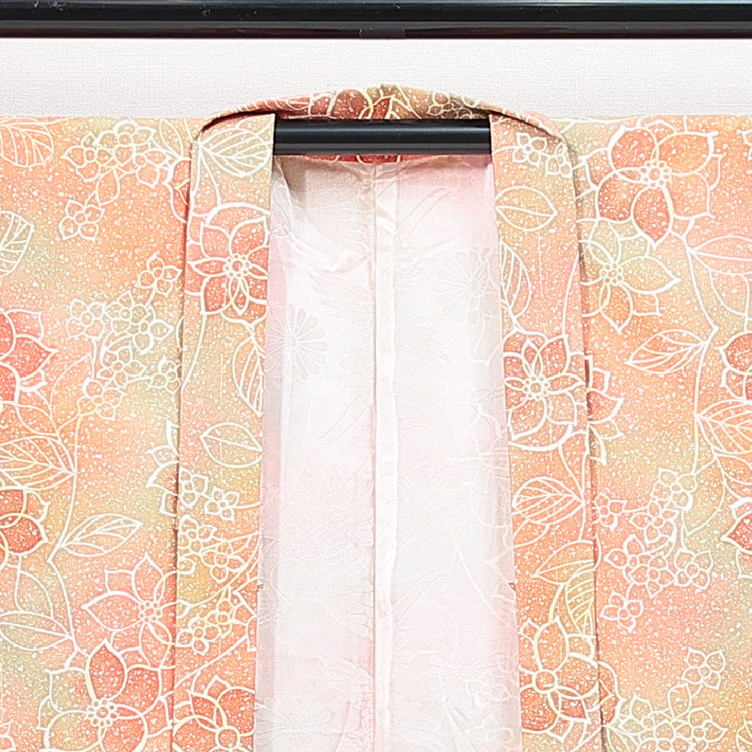 羽織 袷 身丈75cm 裄丈62cm 正絹 Cランク カジュアル Sサイズ 花柄 多色系 HP 1232-14850