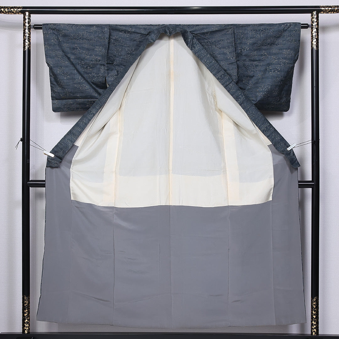 大島紬 身丈155cm 裄丈62.5cm M 正絹 Bランク 袷 バチ衿 紬 創作 1216-10876