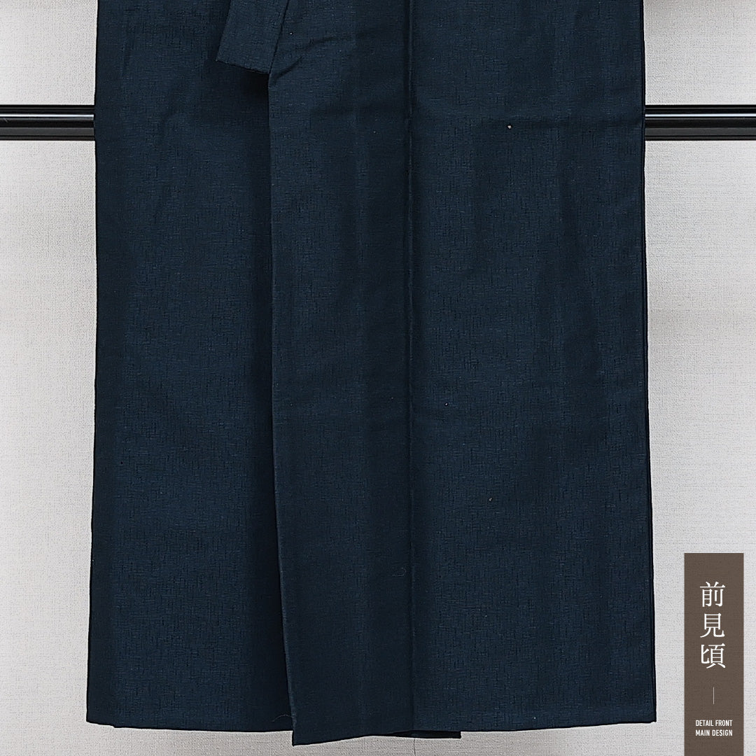 アンサンブル 洗える着物 ウールの男着物 単衣 身丈140cm 裄丈65cm ウール Sランク カジュアル 棒衿 Mサイズ 無地 紺系 RP 1224-14428