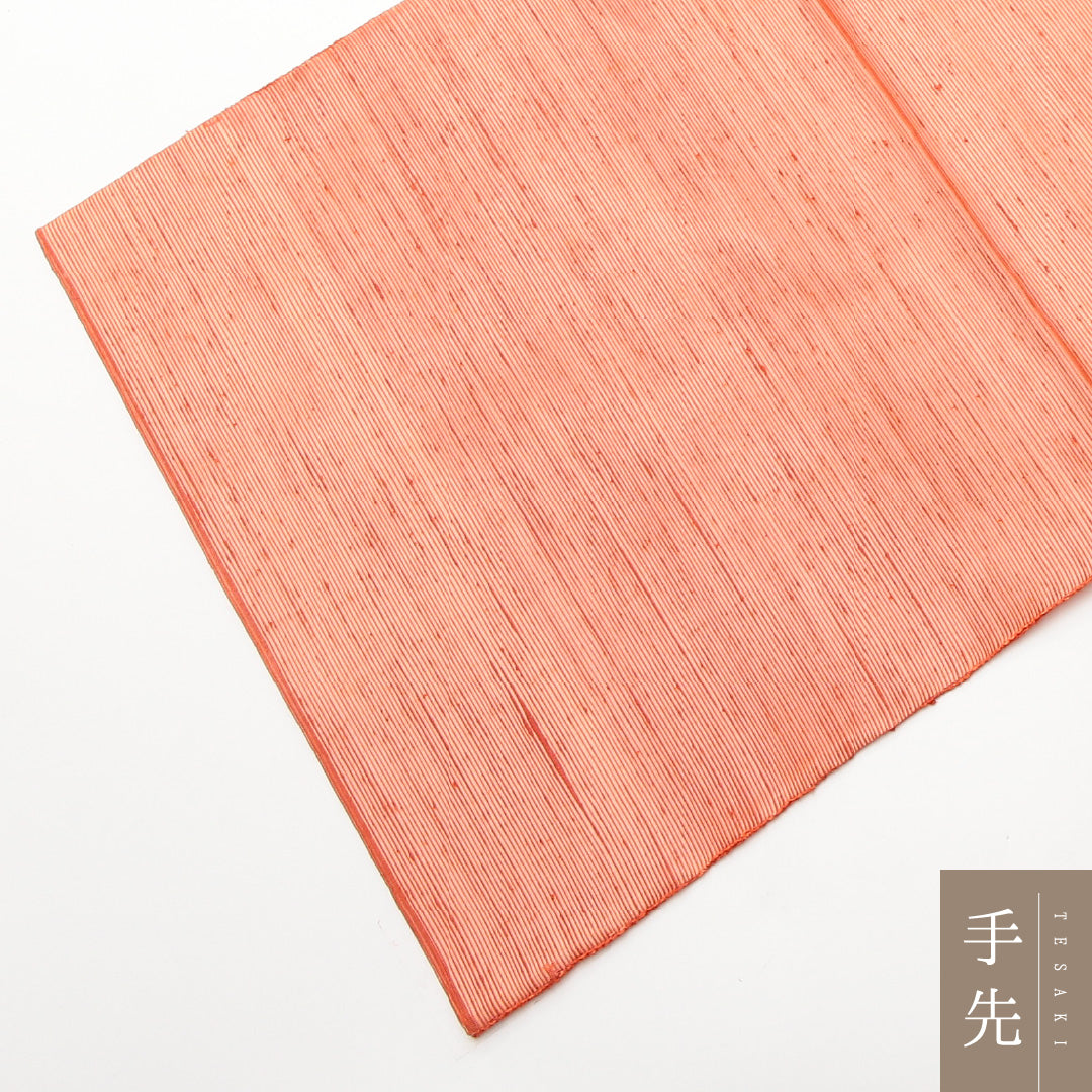 袋帯(紬) 帯丈440cm 正絹 ポイント柄 カジュアル すくい織 丸文 朱系 1243-01465