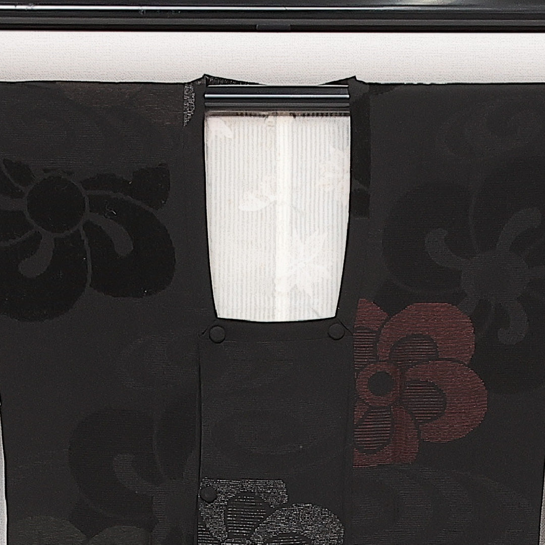 道行コート 袷 身丈90cm 裄丈63cm 正絹 Aランク カジュアル Sサイズ ポケットあり 梅 黒系 HP 1237-13813