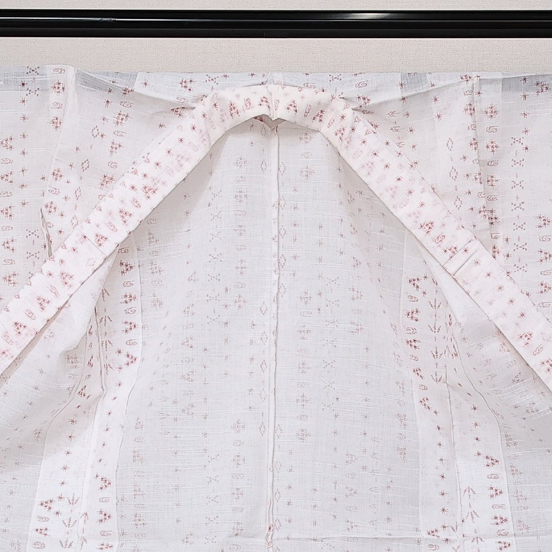 浴衣 夏物 洗える着物 身丈145cm 裄丈60cm Cランク 麻 バチ衿 XSサイズ カジュアル 肩当て 絣柄 素朴 爽やか 白系 1218-14202