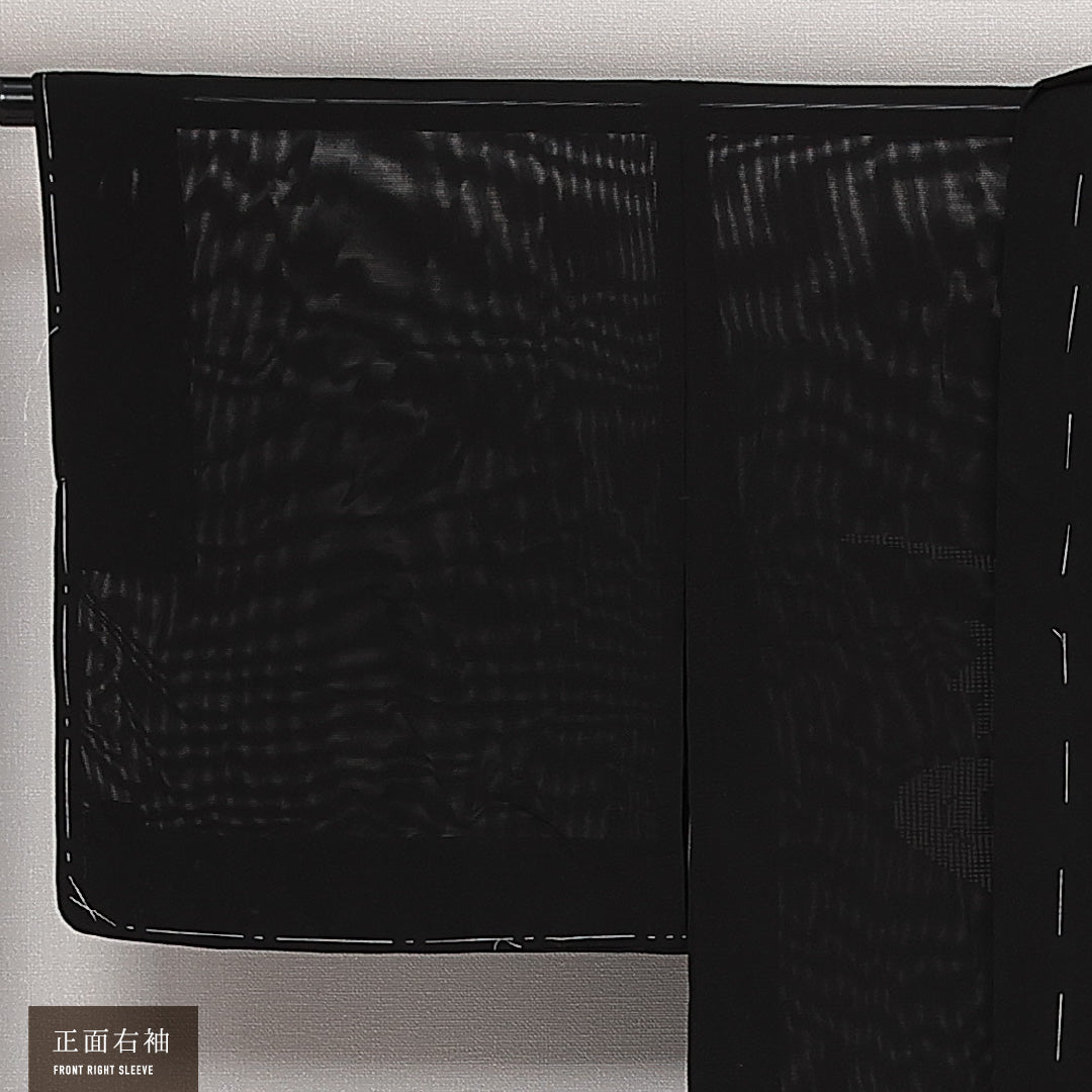 未使用品 黒羽織 絽 身丈80cm 裄丈65cm Sランク 正絹 Mサイズ インフォーマル しつけ糸 もじり織 鉄線 上品 落ち着き 黒系 1217-13849