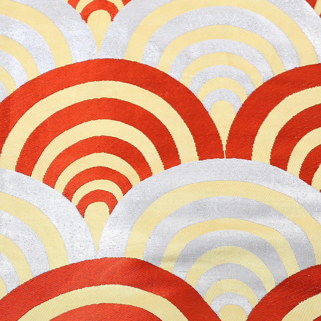 アンティーク 名古屋帯 帯丈345cm 六通 名古屋仕立て 正絹 青海波 レトロ セミフォーマル Cランク グラデーション系 1224-00763-599 1224-00763