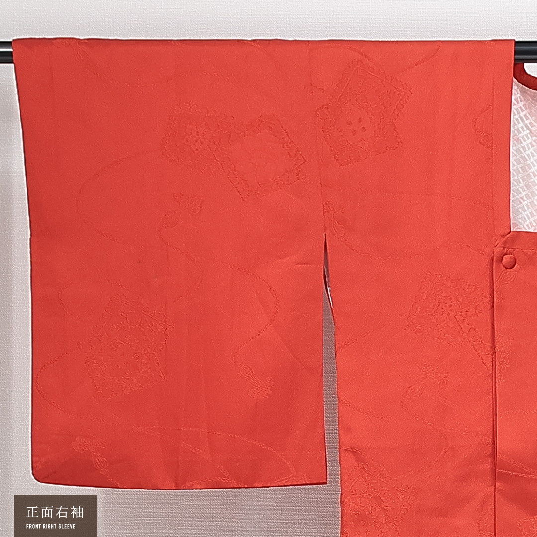道行コート 袷 身丈75cm 裄丈62cm 正絹 Sランク セミフォーマル Sサイズ ポケットあり 色紙 赤系 RP 1237-14813