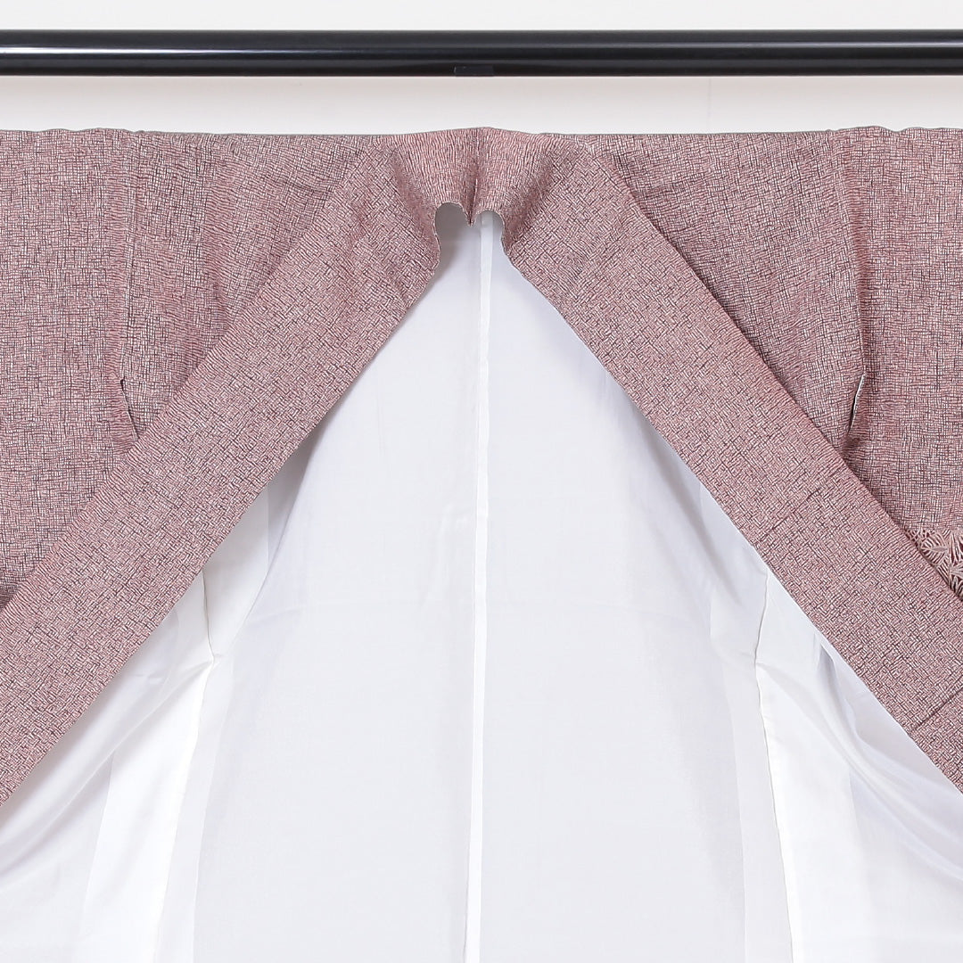 付下げ(お召) 袷 身丈151cm 裄丈61cm 正絹 Sランク Sサイズ 広衿 インフォーマル 有職文様 赤系 ピンク系 1261-03201