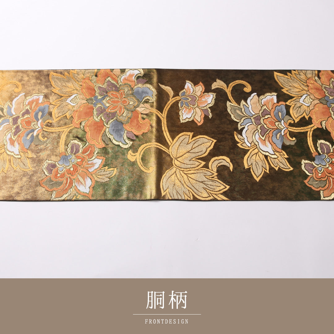 袋帯 帯丈440cm 六通 フォーマル Sランク 正絹 唐織 引箔 唐華 古典的 重厚感 金系 1223-01620