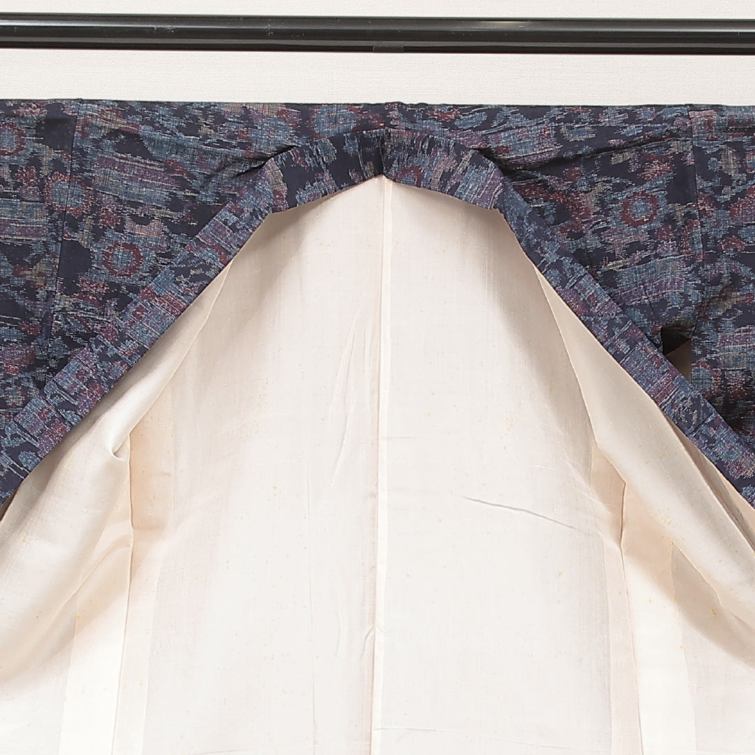 紬 袷 身丈160cm 裄丈64cm 正絹 Aランク インフォーマル バチ衿 Lサイズ 花柄 素朴 淡い 紫系 RP 1223-16907