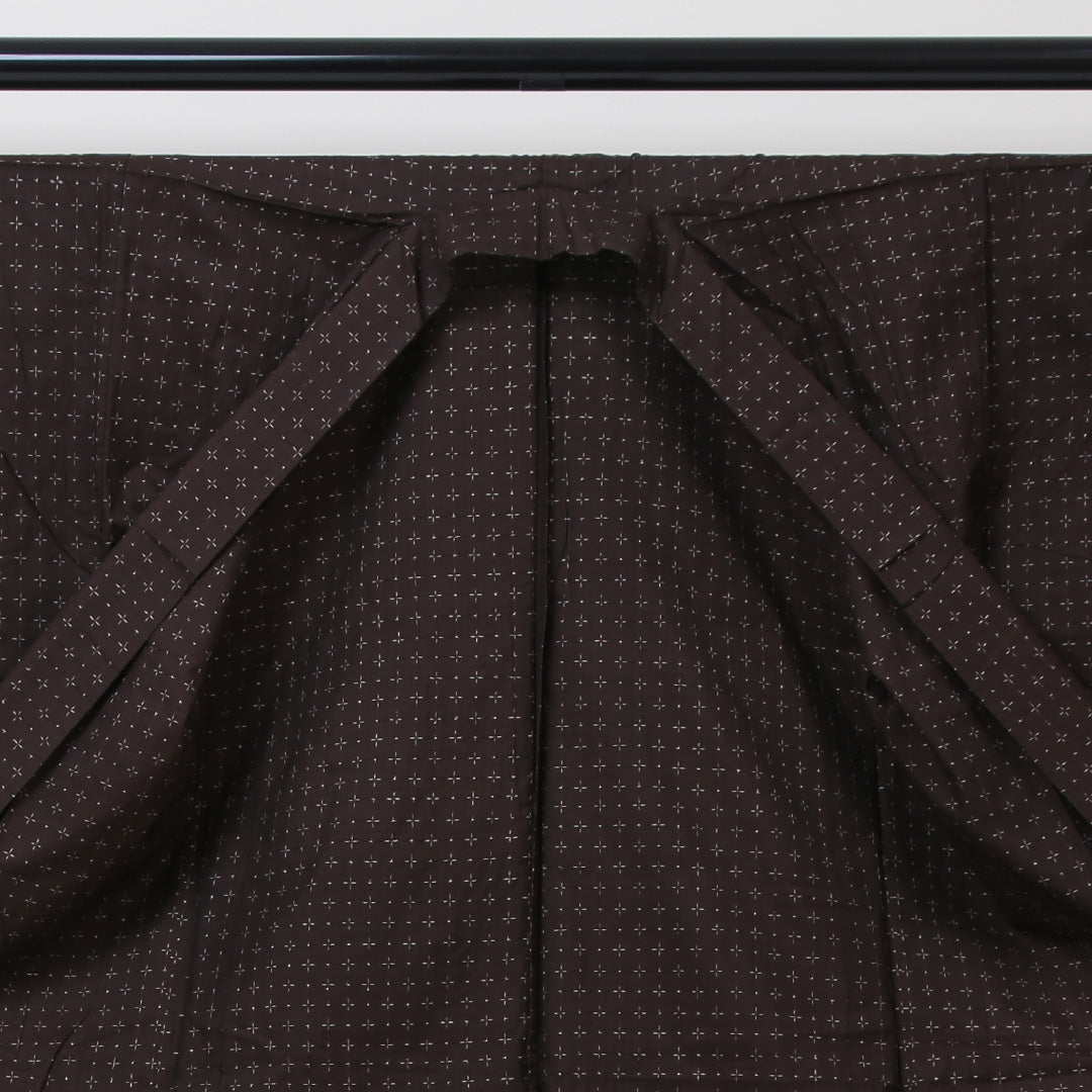 アンティーク 紬 夏物 夏紬 身丈150cm 裄丈62cm 正絹 Cランク Sサイズ バチ衿 十字絣 茶系 1216-02883