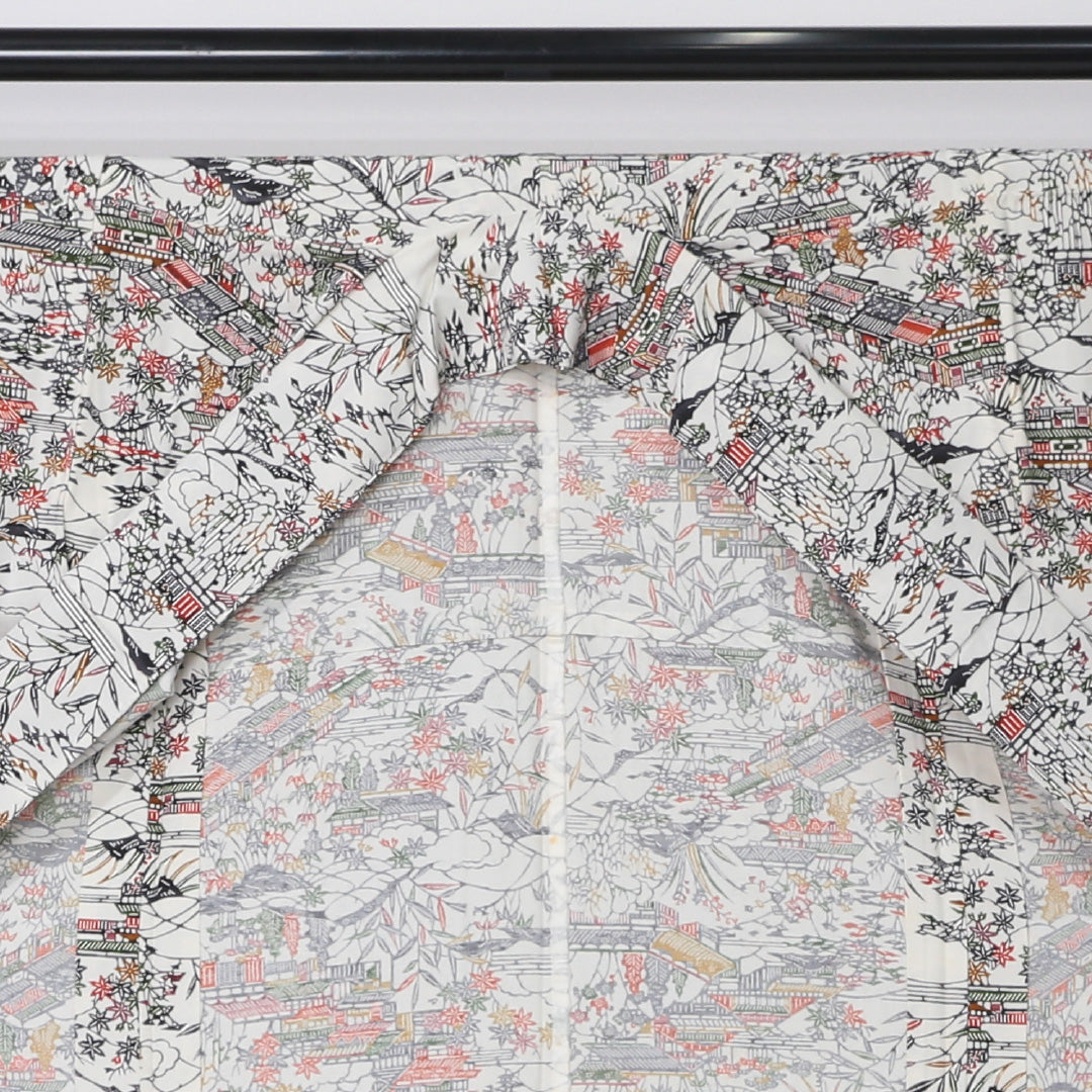 小紋 身丈153cm 裄丈63cm Bランク S 正絹 単衣 広衿 京紅型 茶屋辻 カジュアル 白系 1215-12336