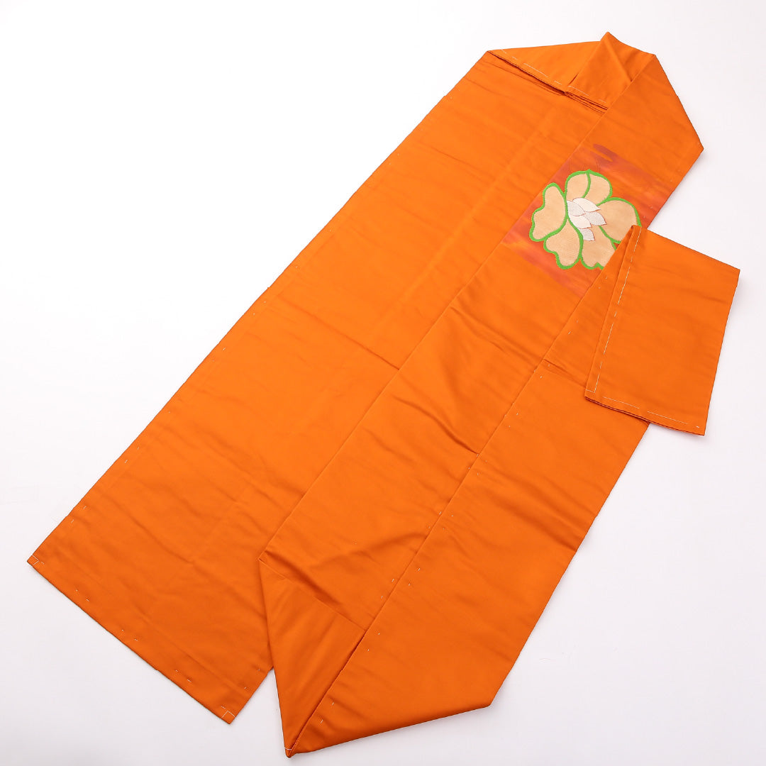 名古屋帯 ポイント柄 帯丈353cm カジュアル Sランク 正絹 ヱ霞 花柄 朱系 1224-02407