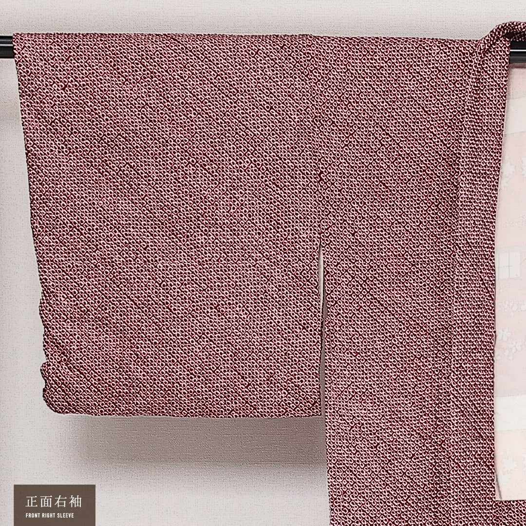 洗える着物 羽織 袷 身丈77cm 裄丈64cm ポリエステル Aランク カジュアル Mサイズ 鹿の子柄 茶系 HP 1232-13863