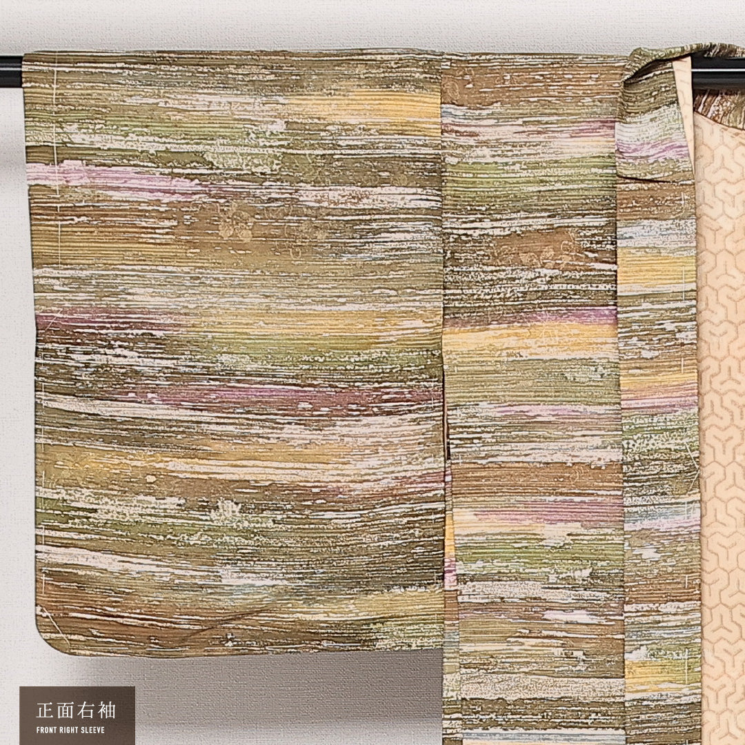 道行コート 袷 身丈70cm 裄丈66cm 正絹 Dランク インフォーマル Mサイズ 創作柄 緑系 LP 1237-13720
