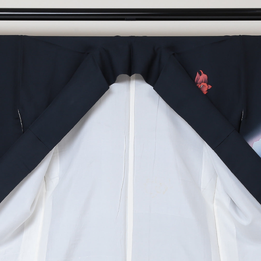 訪問着 袷 身丈160cm 裄66.5cm 正絹 黒系 Aランク 1212-00406-3410 1212-00406