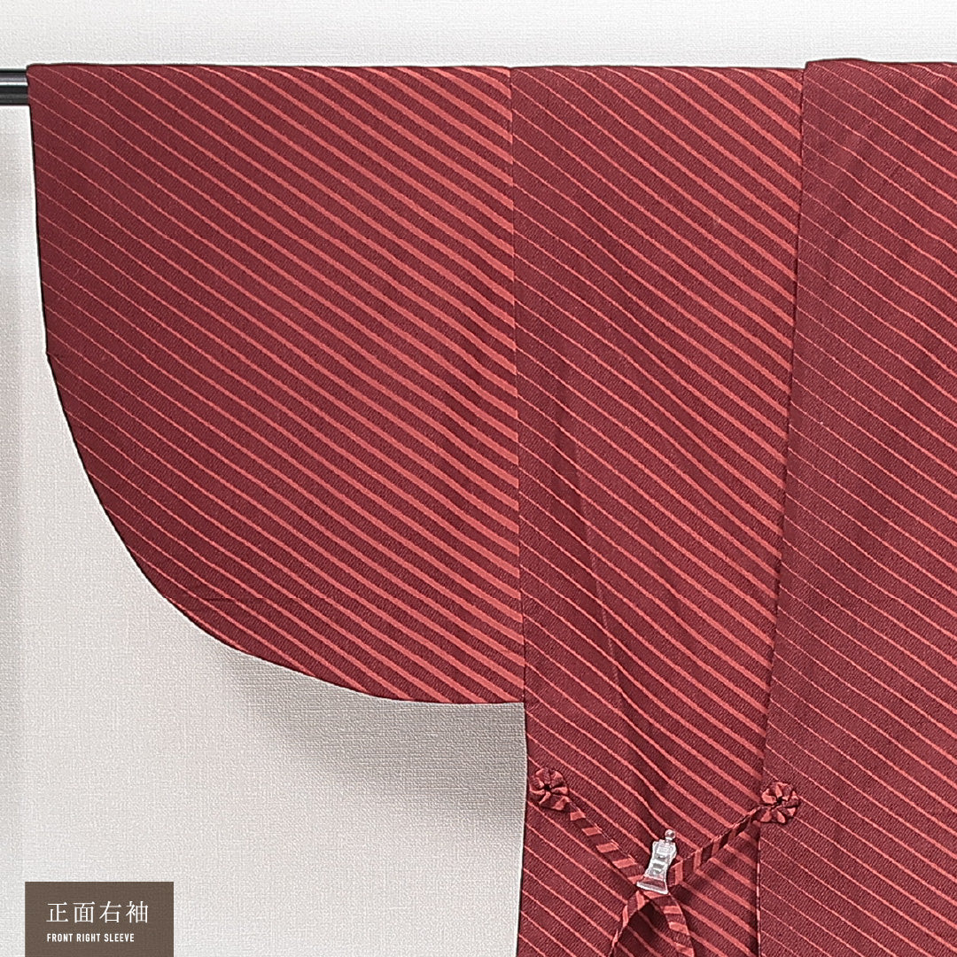 道中着 袷 身丈80cm 裄丈63cm 正絹 Sランク Sサイズ カジュアル 抽象柄 赤系 朱系 1264-14760