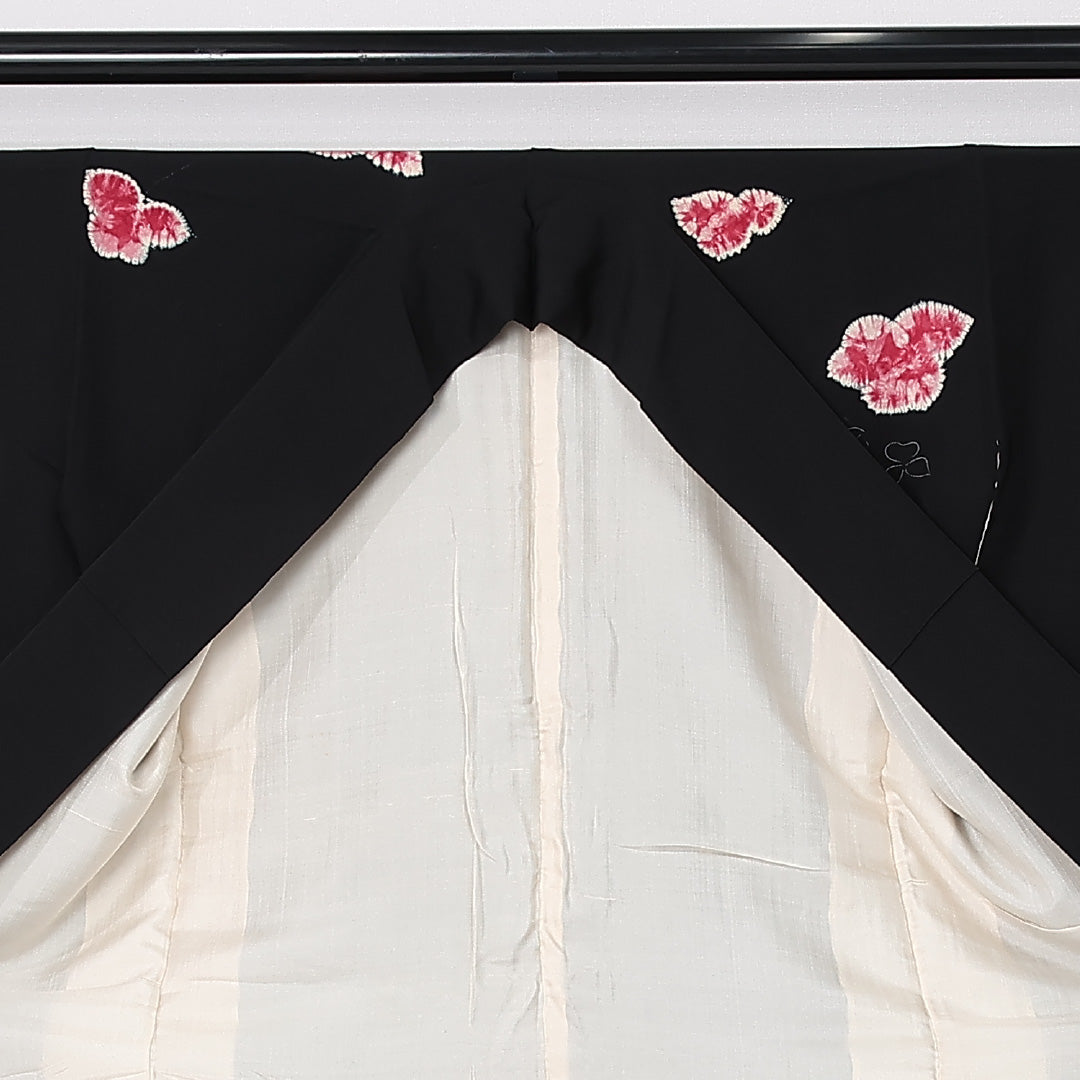 アンティーク 付下げ 袷 身丈158cm 裄丈62cm 正絹 Aランク 広衿 Mサイズ 紫陽花 黒系 M4 1218-12504