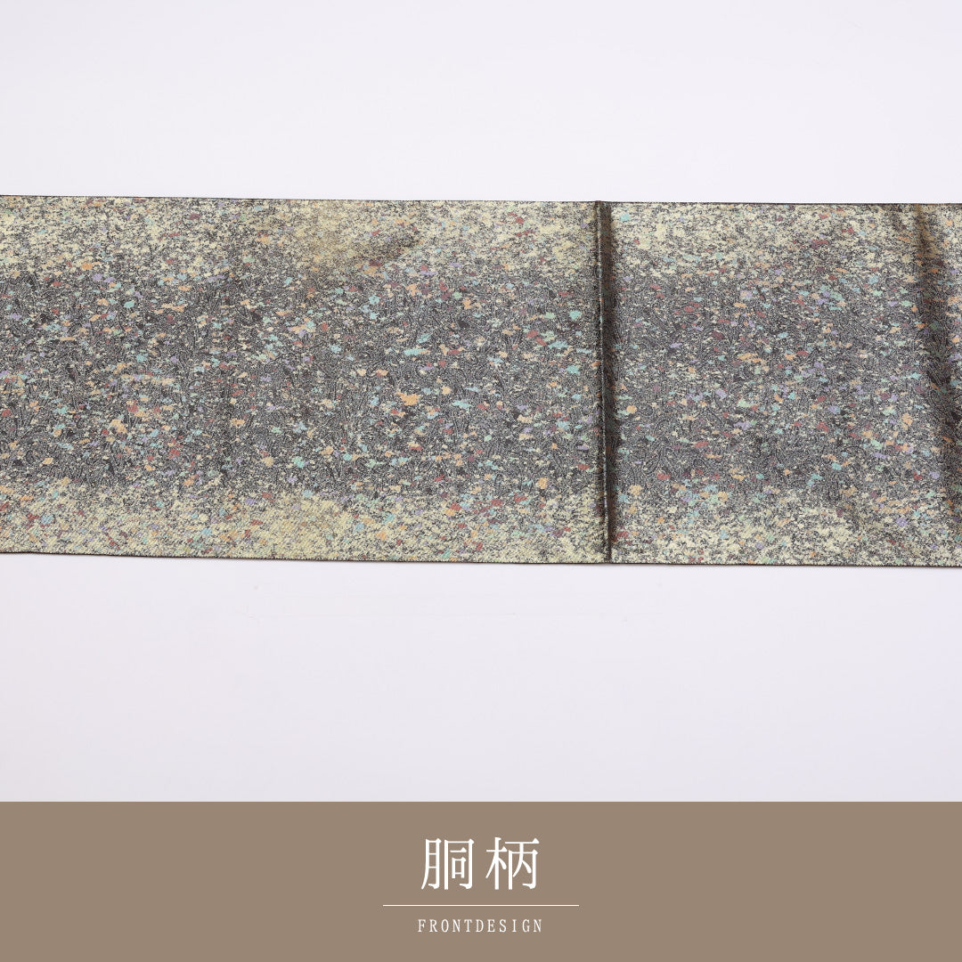袋帯 帯丈432cm 正絹 六通 セミフォーマル 砂子 銀系 1243-00891