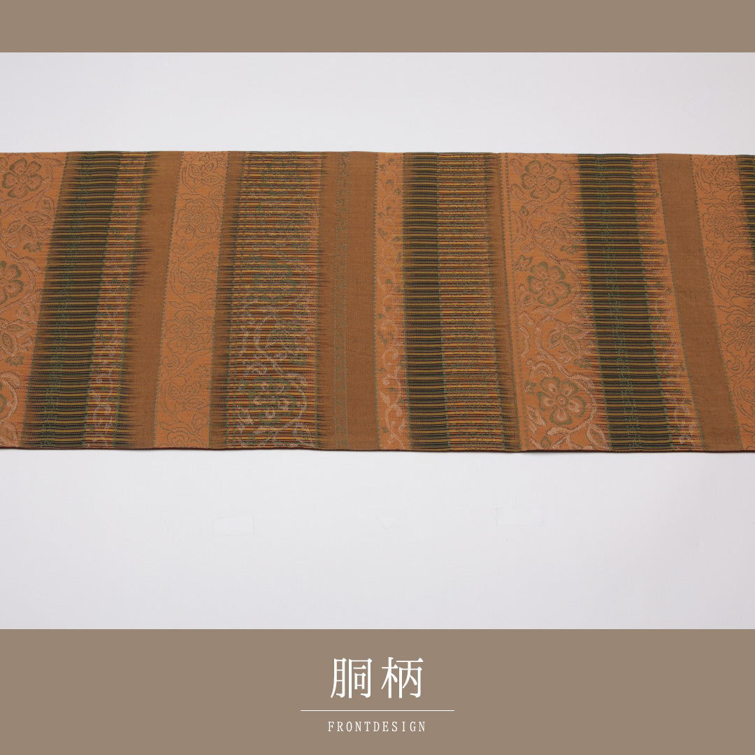 袋帯 帯丈436cm 正絹 全通 インフォーマル 唐草華文 名物裂 朱系 1243-01110
