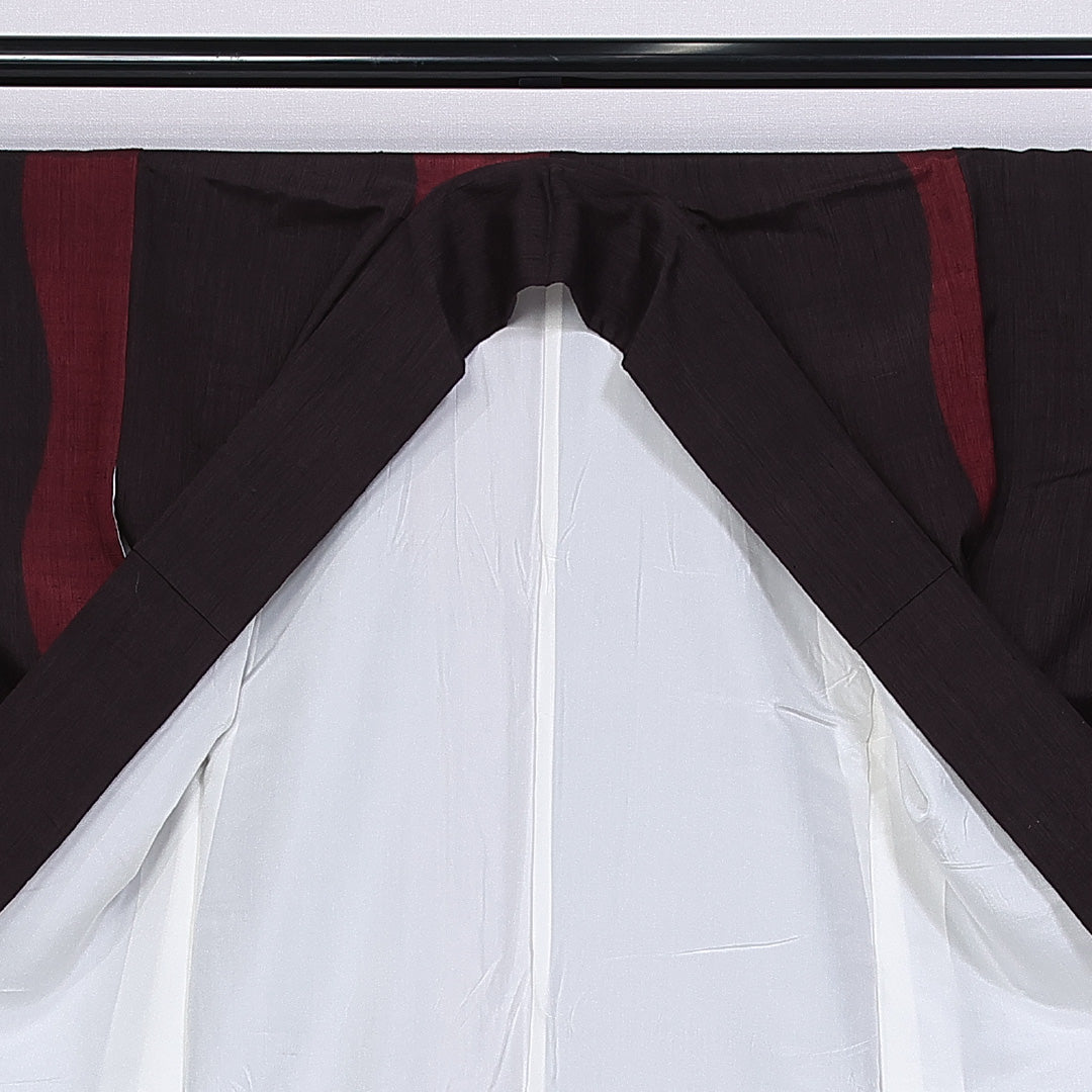 紬 身丈160cm 裄丈63.5cm L 正絹 Aランク 袷 広衿 よろけ縞 真綿紬 1216-10516