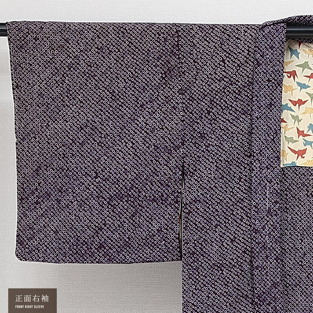 アンティーク 羽織 袷 身丈78cm 裄丈62cm 正絹 Aランク Sサイズ 鹿の子柄 紫系 RP 1232-14647