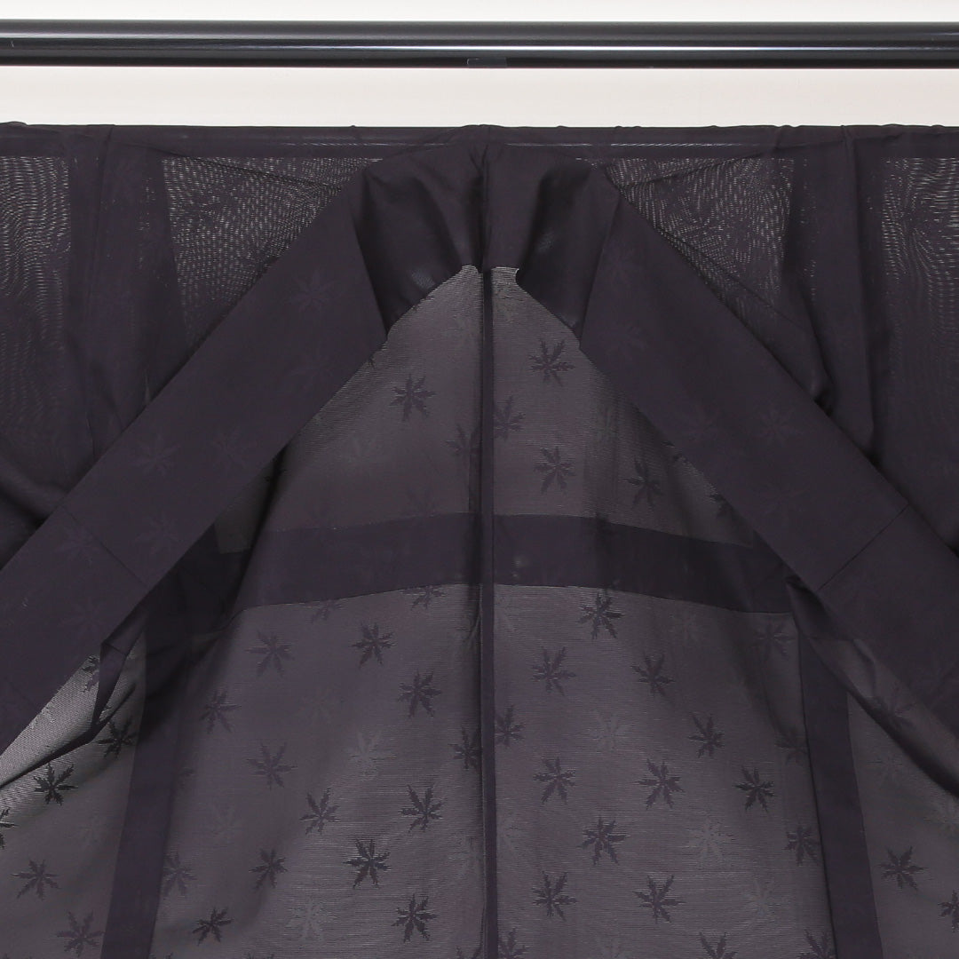 色無地 夏物 紗 身丈162cm 裄丈62cm 正絹 Aランク Lサイズ 広衿 インフォーマル 紋意匠 紅葉 紫系 1214-05253