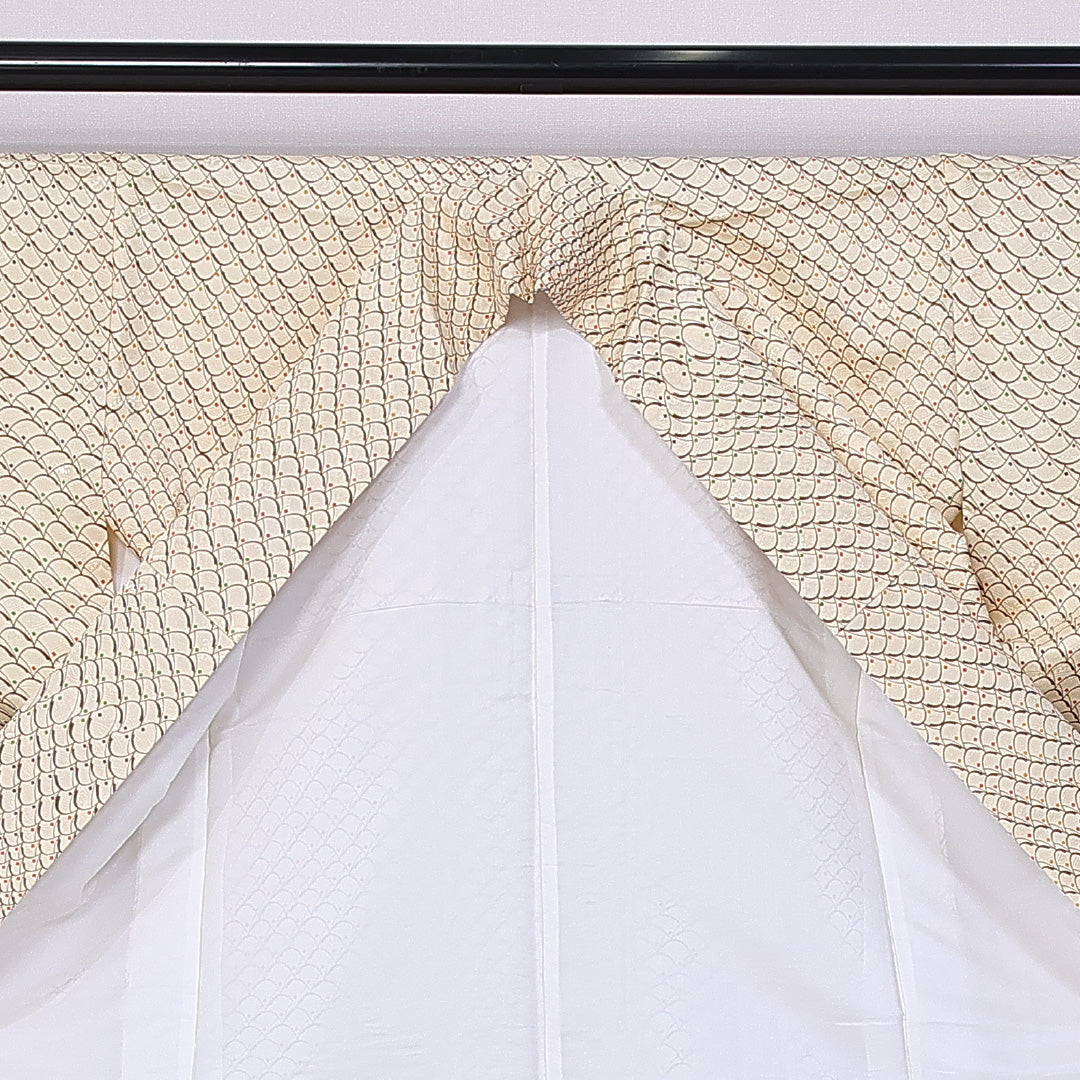 付下げ 身丈164cm 裄丈64.5cm L ポリエステル Sランク 袷 洗える着物 広衿 幾何学 1261-10821