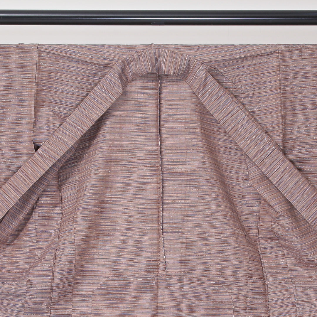 紬 単衣 身丈144cm 裄62cm 正絹 茶系 Aランク 1216-00971