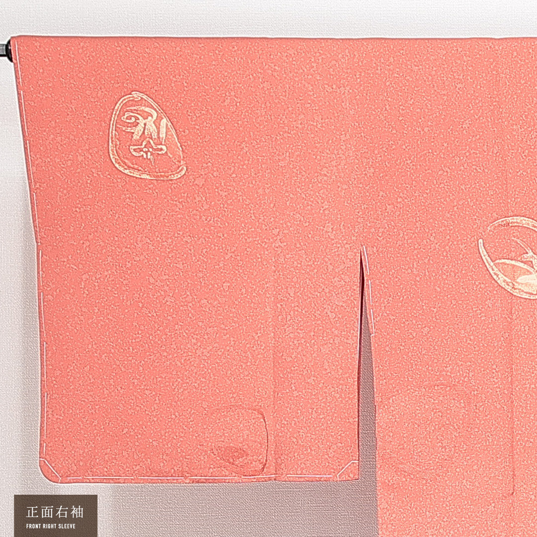 道行コート 袷 身丈83cm 裄丈65cm 正絹 Sランク カジュアル Mサイズ ポケットあり しつけ糸 創作柄 ピンク系 RP 1237-14742