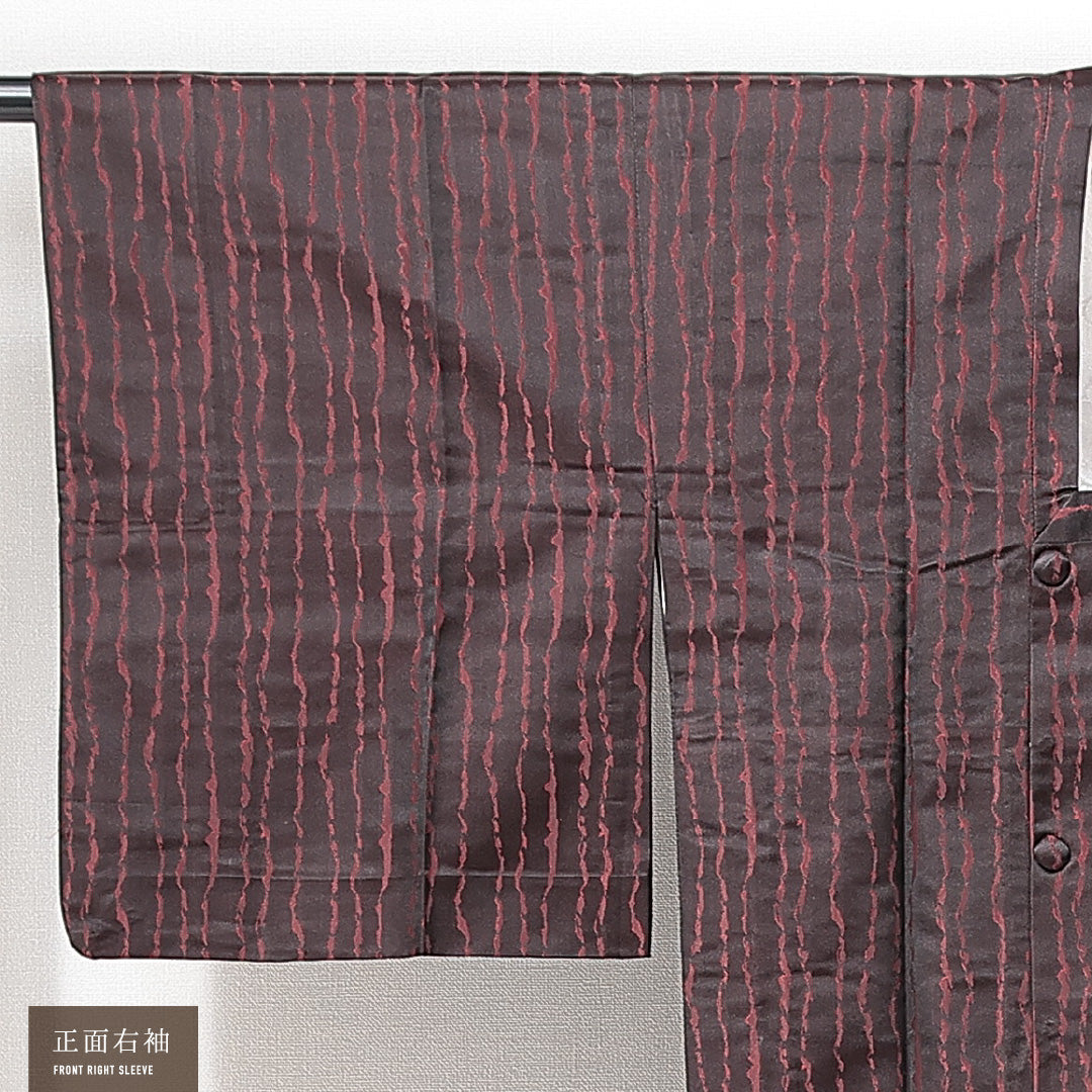 道行コート 袷 身丈27cm 裄丈65cm 正絹 Sランク セミフォーマル Mサイズ ポケットあり 創作柄 赤系 RP 1237-14696