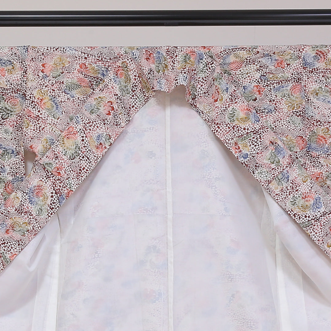 小紋 袷 身丈162cm 裄65.5cm グラデーション系 型染め 牡丹 正絹 Sランク 1215-01797-2499
