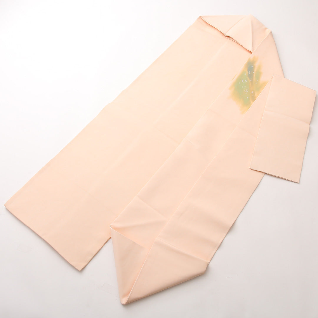 名古屋帯 ポイント柄 帯丈363cm カジュアル Cランク 正絹 塩瀬 鹿 桜 落款 ピンク系 1224-02438