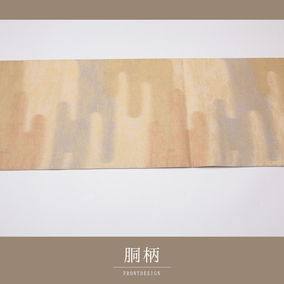 袋帯 帯丈432cm 全通 綴れ織 エ霞 金彩 フォーマル 金系 正絹 Sランク 1223-01120