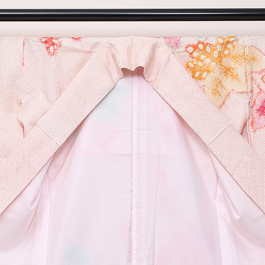 訪問着 袷 身丈157cm 裄67.5cm 洗える着物 ポリエステル ボタニカル Bランク 1212-00728
