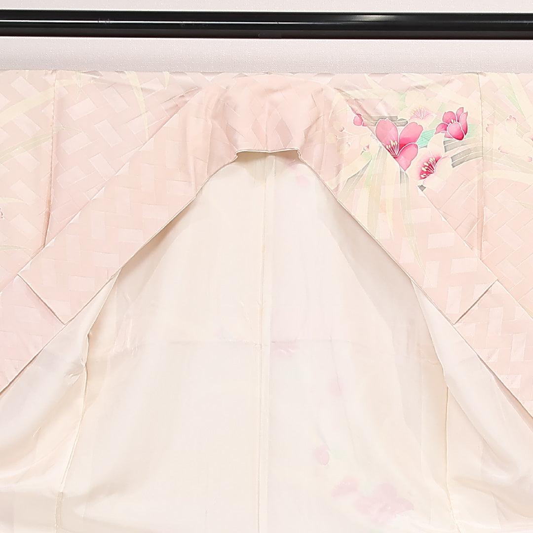 振袖 身丈164cm 裄丈64.5cm Cランク 正絹 袷 広衿 L 花柄 フォーマル 可憐 気品 ピンク系 1213-F0567