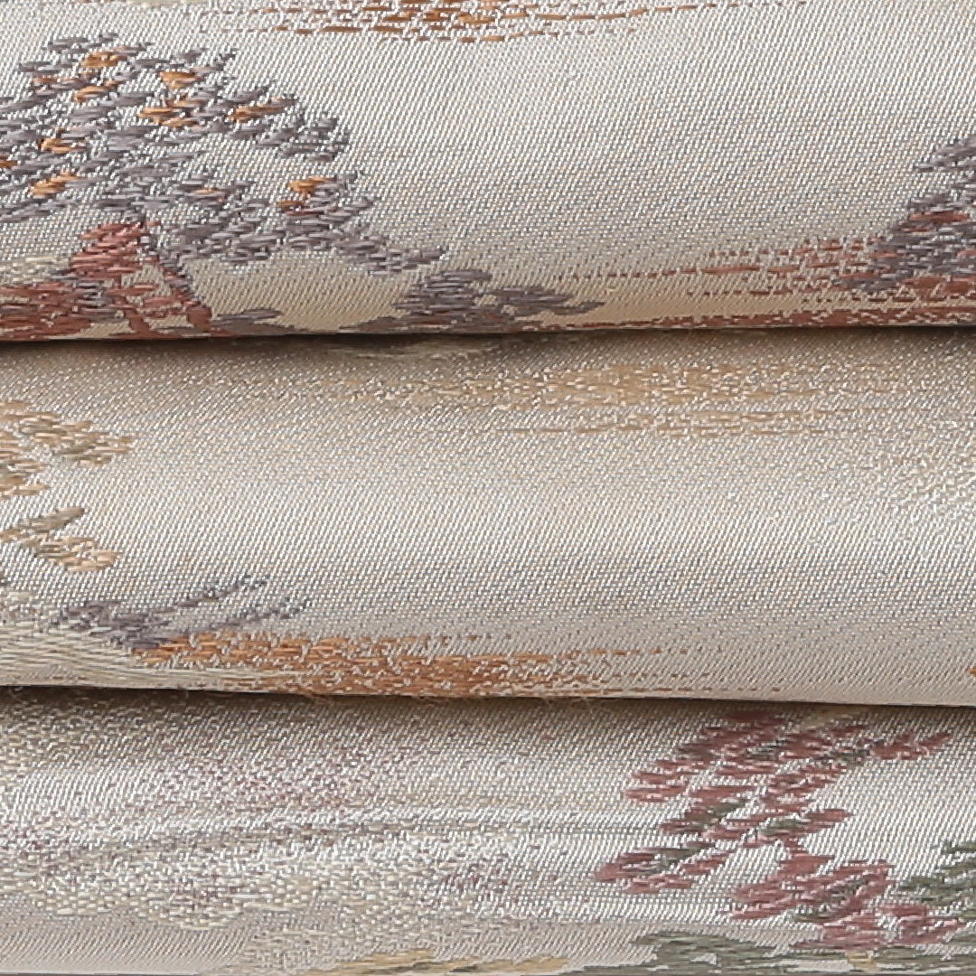 アンティーク 丸帯 帯丈402cm 全通 唐織 吉祥文様 松 フォーマル クリーム系 正絹 Aランク 1223-00585