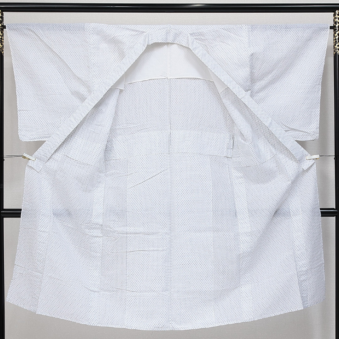木綿の浴衣 男性用(紬) 夏物 洗える着物 夏物 身丈131cm 裄丈66cm 木綿 Sランク XSサイズ 選択必須 居敷当て 肩当て 十字絣 白系 1219-14588