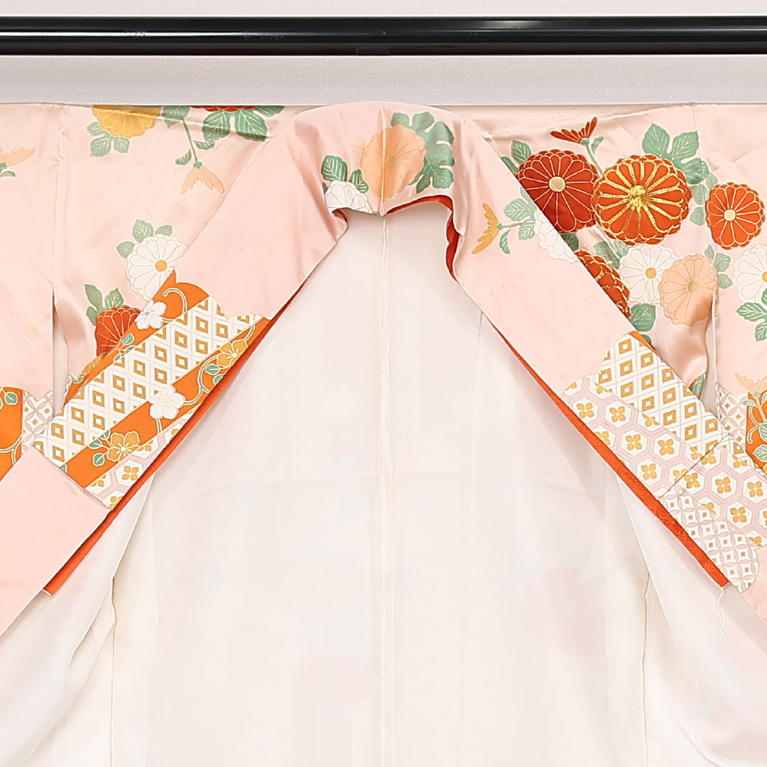 振袖 身丈160cm 裄丈64cm Cランク 正絹 袷 広衿 L 吉祥文様 フォーマル クリーム系 1213-F0520