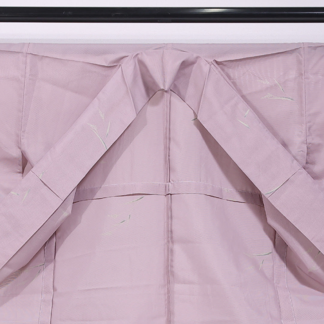 小紋 夏着物 身丈163cm 裄丈66cm L 正絹 Bランク 絽 広衿 草花 夏物 1215-11749