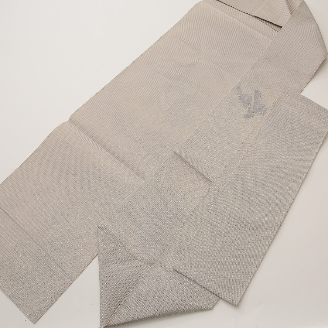 夏物 名古屋帯 ポイント柄 帯丈361cm カジュアル Aランク 正絹 絽 創作 しつけ糸 グレー系 1224-02024