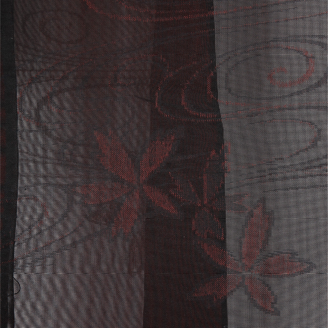 夏物 黒羽織 二重紗 身丈78cm 裄丈63cm 正絹 Cランク インフォーマル Sサイズ 流水 花柄 黒系 LP 1233-12923