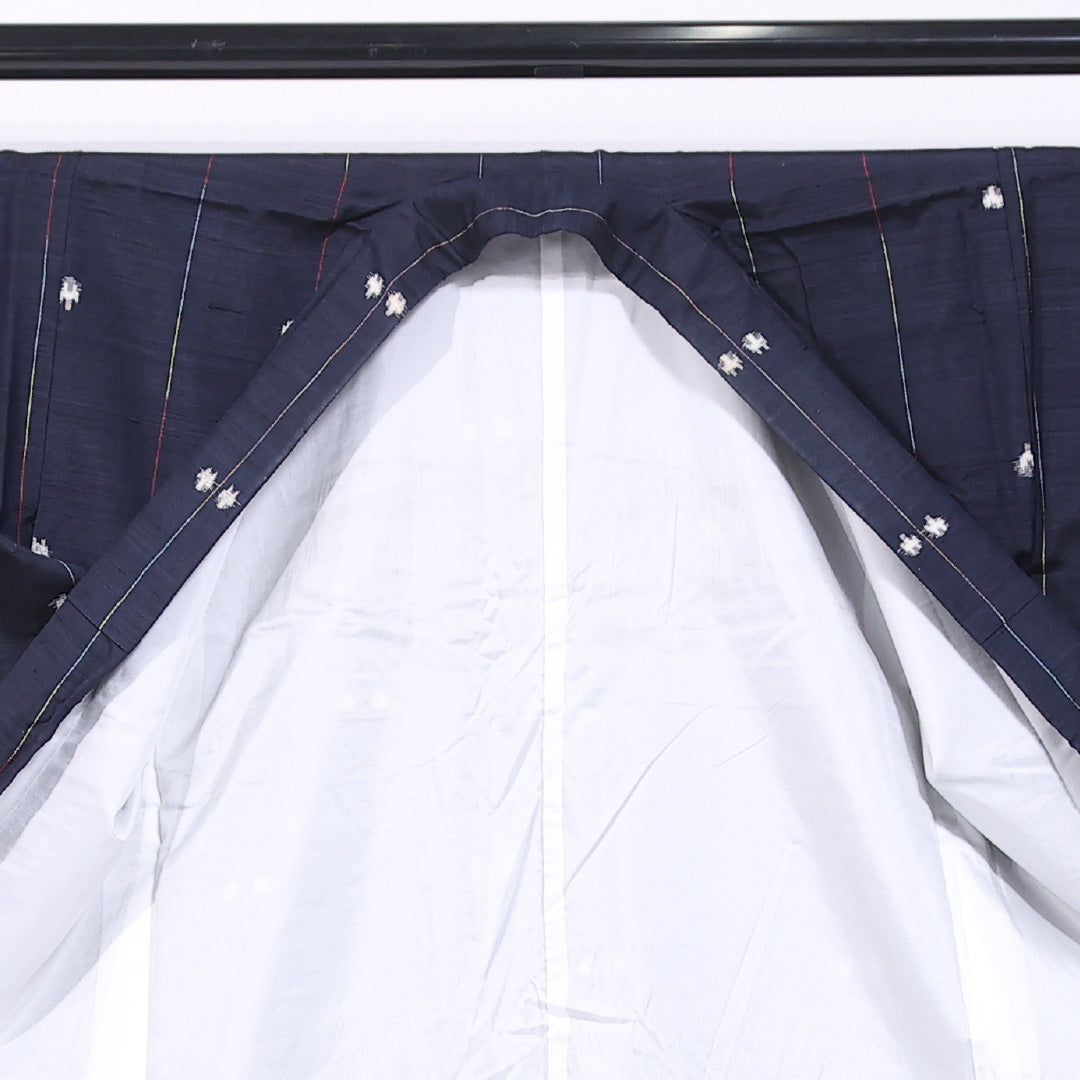 紬 袷 身丈150cm 裄丈63cm 正絹 Cランク カジュアル バチ衿 Sサイズ 創作柄 紺系 LP 1223-11665