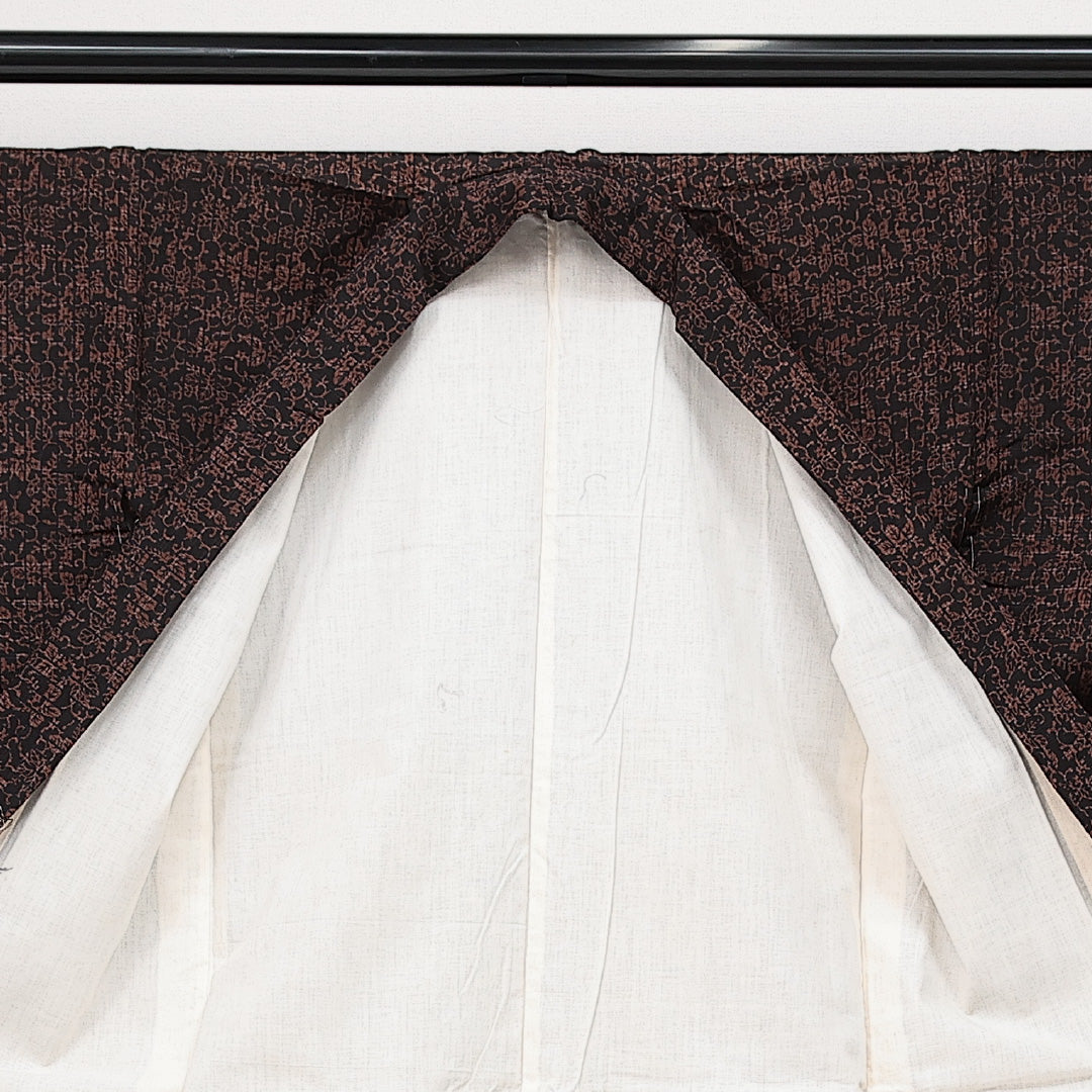 アンティーク 小紋 袷 身丈148cm 裄丈59cm 正絹 Cランク バチ衿 XSサイズ 唐草 黒系 RP 1221-14250