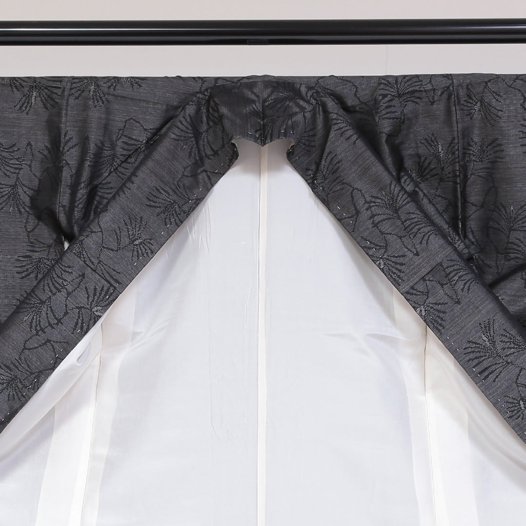 大島紬 袷 身丈152cm 裄61cm 正絹 グレー系 Sランク 1216-00688-2222