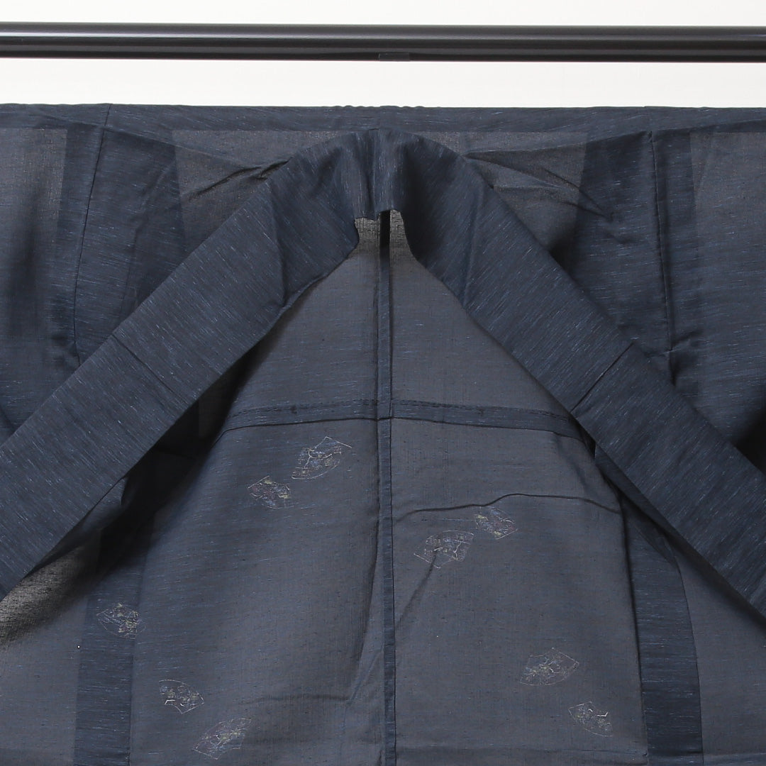 夏物 紬 夏紬 身丈152cm 裄丈61cm 正絹 Bランク カジュアル 広衿 Sサイズ 無地 紺系 RP 1223-03500