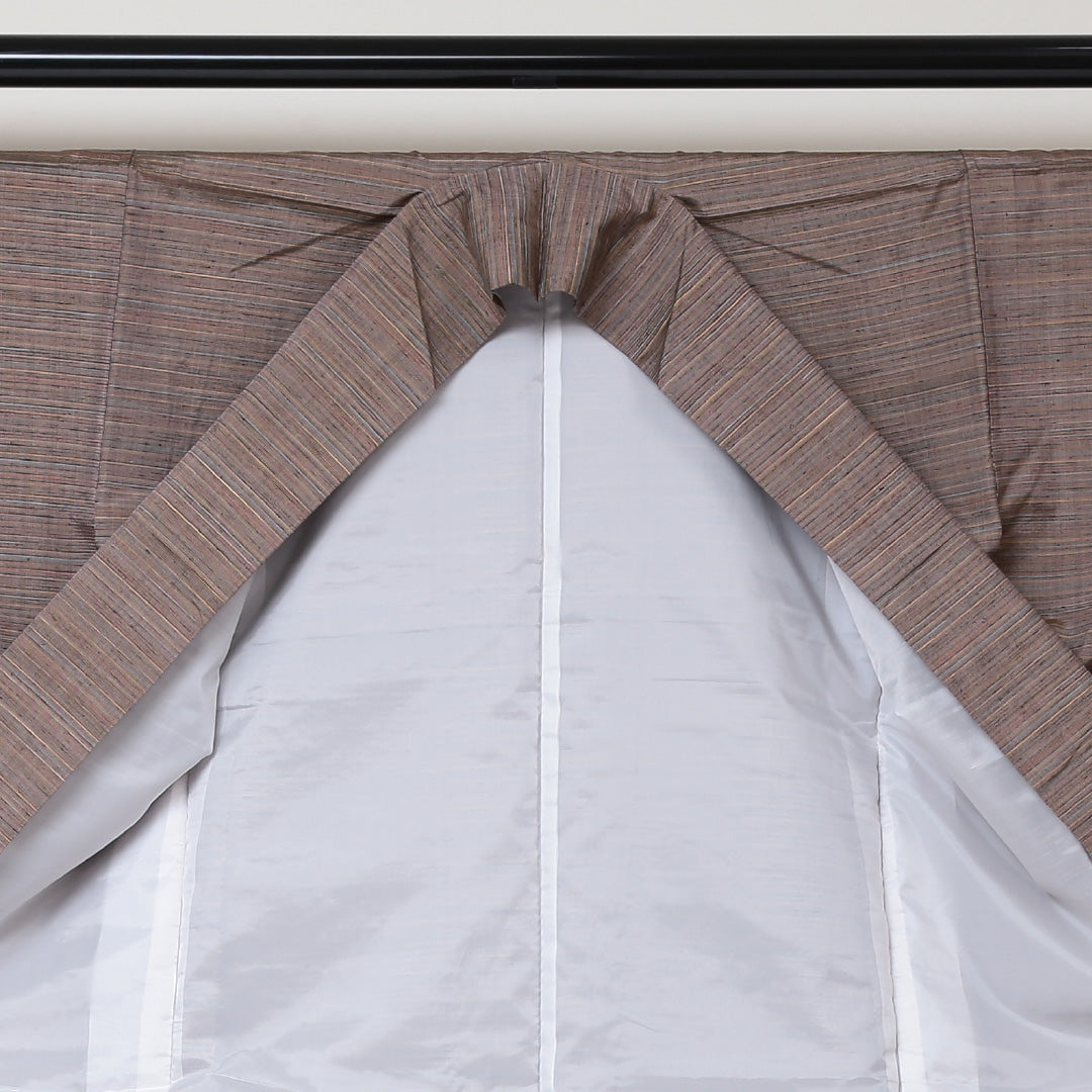 紬 袷 身丈153cm 裄63cm 正絹 茶系 Sランク 縞 1216-00605-2214 1216-00605