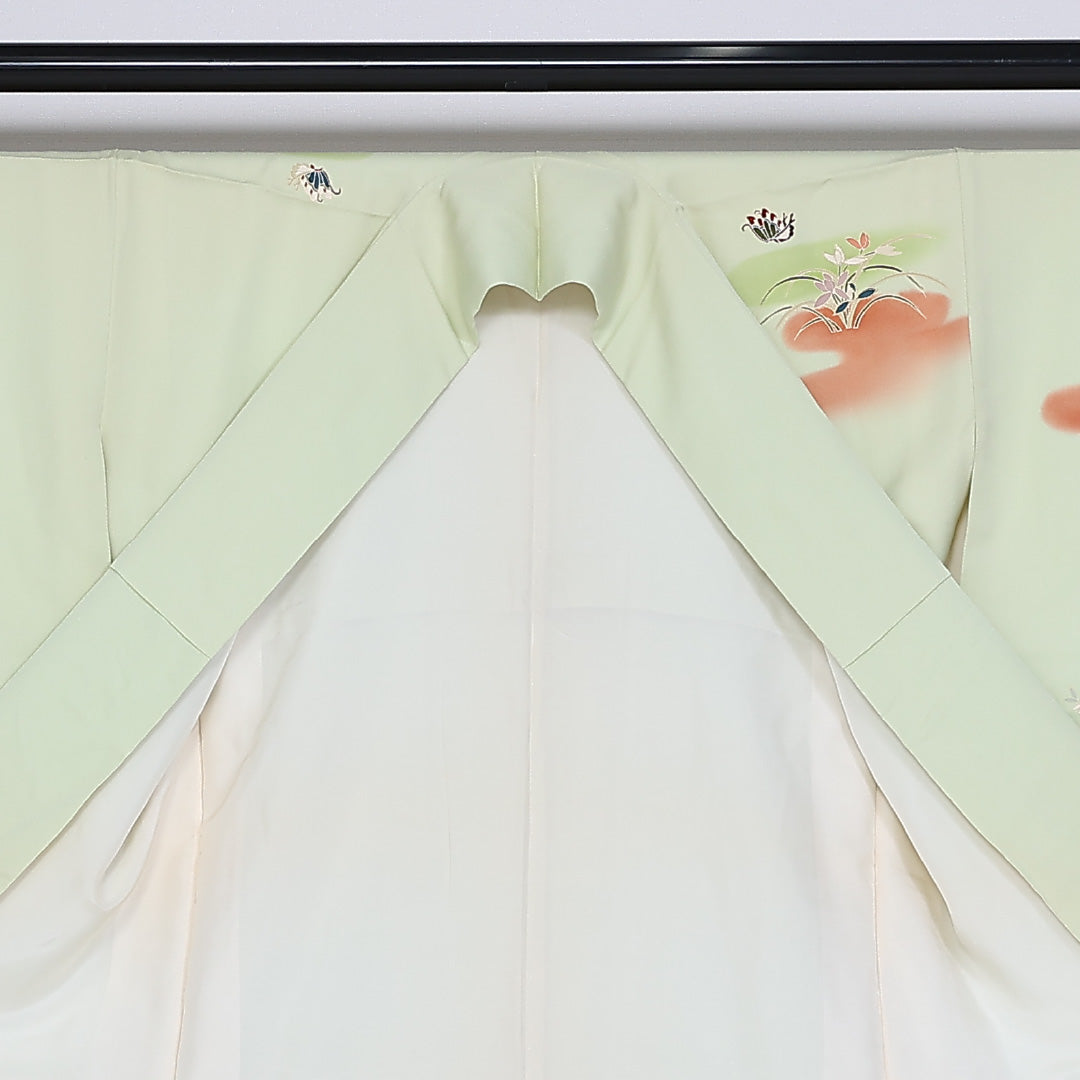 訪問着 袷 身丈163cm 裄67.5cm 正絹 揚羽蝶 桜 エ霞 紅葉 Aランク 1212-00744