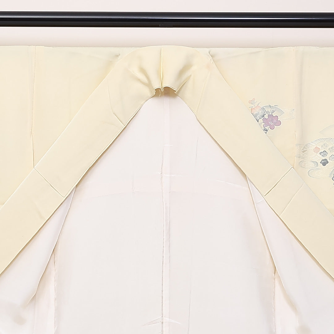 訪問着 袷 身丈162cm 裄67cm 正絹 梅 銀杏 流水 Cランク 1212-00702