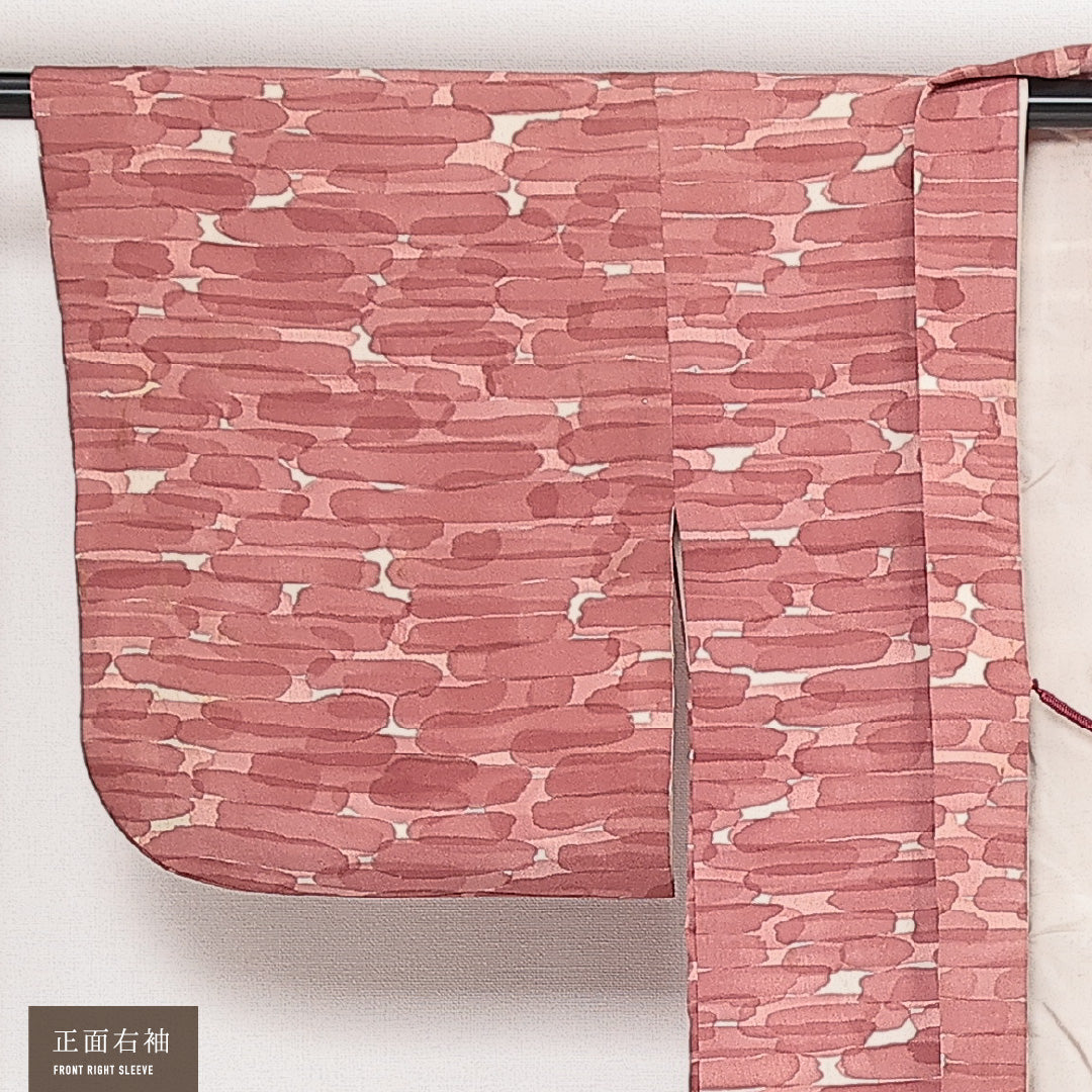 羽織 袷 身丈72cm 裄丈62cm 正絹 Cランク カジュアル Sサイズ 紐あり 創作柄 ピンク系 HP 1232-13901