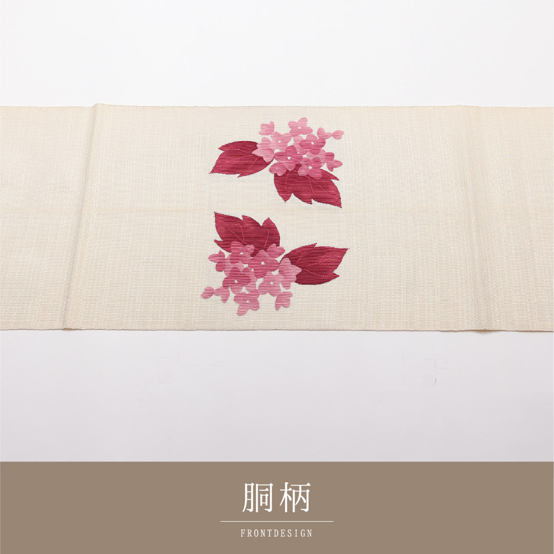 八寸名古屋帯 (夏帯) 帯丈363cm 正絹 ポイント柄 松葉仕立て 織り カジュアル 紫陽花 クリーム系 RP 1245-01960
